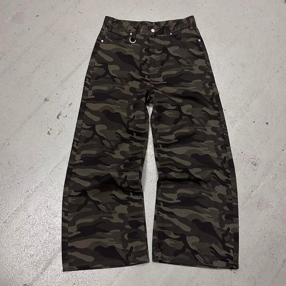 CAMO WIDE LEG BAGGY DENIM 28 WAIST